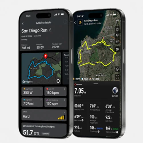 Mobile phones synching with coros and wahoo apps
