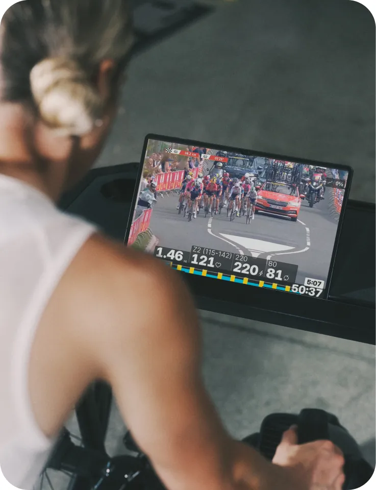 An athlete finishing a workout, results syncing to their training history