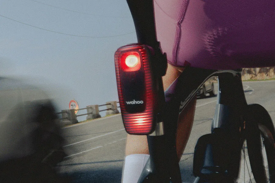 Wahoo TRACKR Tail Light mounted on a bicycle seat post